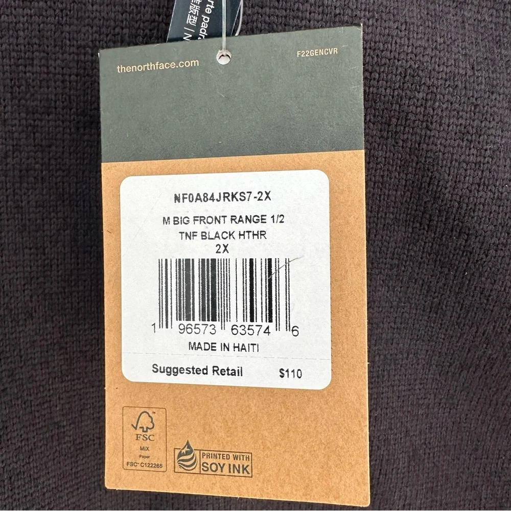 The North Face Men's Dark Half Zip‎ Sweater 2XL